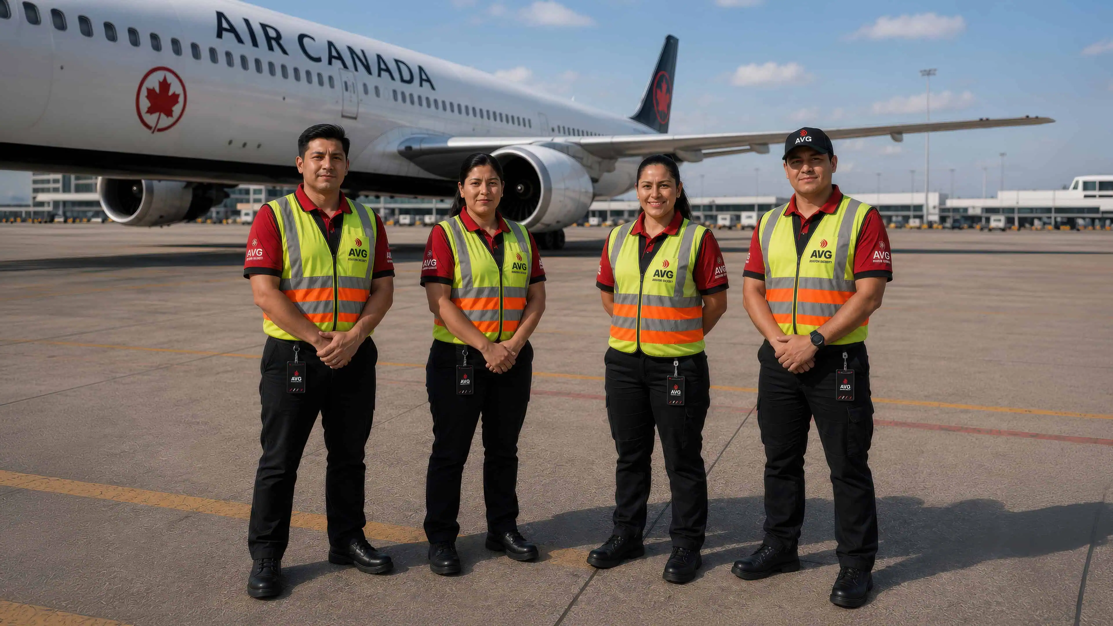 AVG Aviation Security operations team in front of aircraft